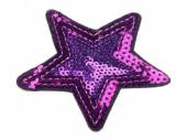 více - Nažehlovačka velká hvězda s flitry  7 cm -  fialová