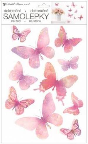 zvětšit obrázek - Pokojová dekorace na zeď růžovo-fialoví motýli 