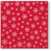 více - Vánoční ubrousky červené bílé vločky  33 x 33cm  20ks