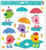 více - Okenní folie barevní ptáčkové s deštníkem 