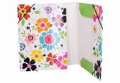 více - Laminované kartonové desky s gumičkou  A4 -  barevně květované