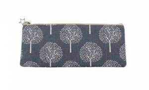 zvětšit obrázek - Pevné textilní pouzdro šedé, krémové stromy  24 x 10cm