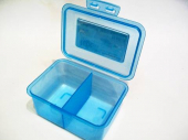více - Plastová krabička s přihrádkou modrá  12 x 9 x 6cm