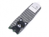 více - Ponožky šedo-bíle pruhované s kočičkou  v.31/34