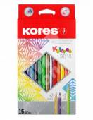více - Trojhranné pastelky KORES Kolores Style  15 barev