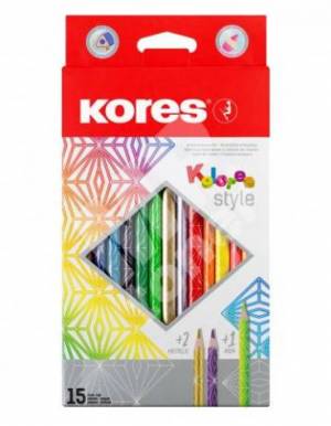 zvětšit obrázek - Trojhranné pastelky KORES Kolores Style  15 barev