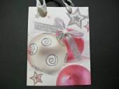 více - Vánoční dárková taška střední se stříbrnými glitry  