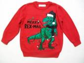 více - 2412 Bavl. svetr červený s vánočním dinosaurem  PRIMARK  2-3 roky