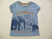 více - 1212 Dívčí tričko sv.modré žíhané se slony  9-12m