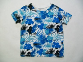 více - 2903 Tričko bílé s modrými květy  PEP&CO  12-18m
