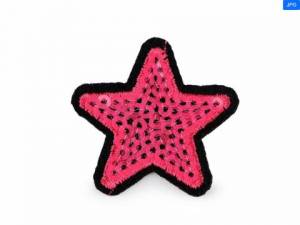 zvětšit obrázek - Nažehlovačka  hvězda s flitry  3,5cm - neonově růžová