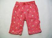 více - Krátké plátěné kalhoty růžové s kytičkami  12-18m