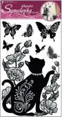 více - Samolepka na zeď černá kočka s glitry a kamínky  