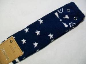 zvětšit obrázek - Teplejší příjemné ponožky tm.modré s hvězdičkami a kočičkou   v.39/42
