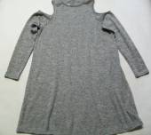 více - 0312 Tunikové úpletové šaty šedě žíhané s průstřihy na ramenou  NEW LOOK   10-11 let     v.140/146