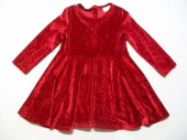 více - 0612 Sametové šaty červené s plastickým vzorem  F+F  12-18m