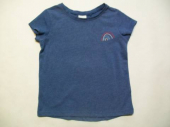 více - 2601 Dívčí tričko modro-šedě žíhané, malá výšivka duha  NEXT  12-18m