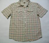 více - 0305 Lehká košile kr.rukáv krémová károvaná  11-12 let v.146/152