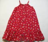 více - 2705 PLátěné šaty na ramínka se spodničkou červené, květované  5 let  v.110