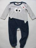 více - Overal fleece tm.modro-šedý s očima  12-18m   v.86