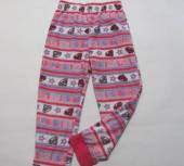 více - 3008 Kalhoty fleece růžovo-bíle pruhované s obrázky  TU  5-6 let  v.110/116