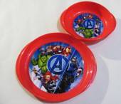 více - Sada plastový talíř + miska červená   Avengers