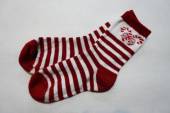 více - 2711 Ponožky červeno-bíle pruhované s mašličkou  cca 27/30