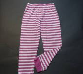 více - Bavl. pyžamové kalhoty růžovo-bílý proužek  7-8 let  
