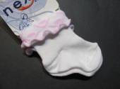 více - Bílé koj. ponožky s růžovým lemem   v.50/56