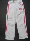 více - Sportovní kalhoty z mikrovlákana bílo-růžové, síťovaná podšívka   CODE   6 let   v.116