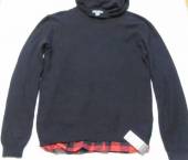 více - Dívčí bavl. svetr s kapucí černý s košilovým podšitím   PRIMARK   13-14 let   v.164