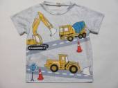 více - Nebavlněné tričko šedý melír se stavebními auty  /flíček na zádech/   2-3 roky  