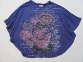 více - Viskózové tričko netopýří střih fialové s květy  5let