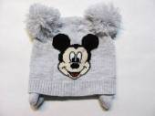 více - 1212 Přízová čepice s podšívkou fleece šedý melír s Myšákem  DISNEY   9-12m