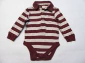 více - 1006 Body dl.rukáv s límečkem vínovo-béžový proužek  M+S   6-9m   v.68/74