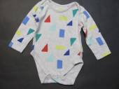 více - 2706 Body dl.rukáv šedý melír s barevnými obrazci  M+S   3-6m