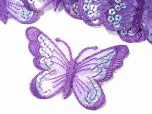 zvětšit obrázek - Nažehlovačka  motýl, fialový s flitříky