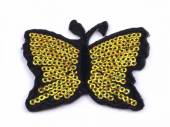 více - Nažehlovačka motýl z flitrů zlatý