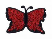 více - Nažehlovačka motýl z flitrů červený